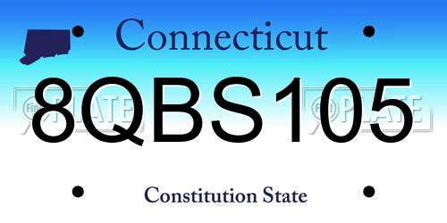 8QBS105 Connecticut License Plate