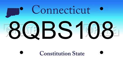 8QBS108 Connecticut License Plate