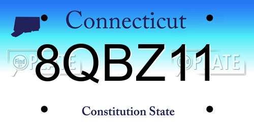 8QBZ11 Connecticut License Plate