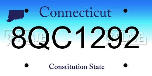 8QC1292 Connecticut License Plate