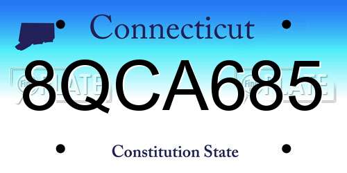 8QCA685 Connecticut License Plate