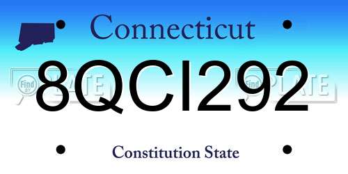 8QCI292 Connecticut License Plate