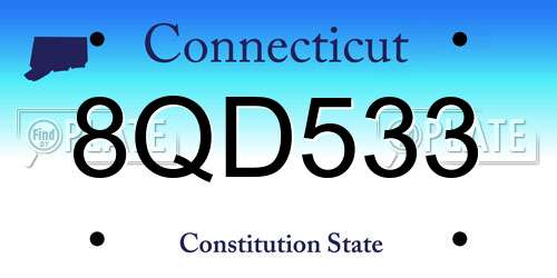8QD533 Connecticut License Plate