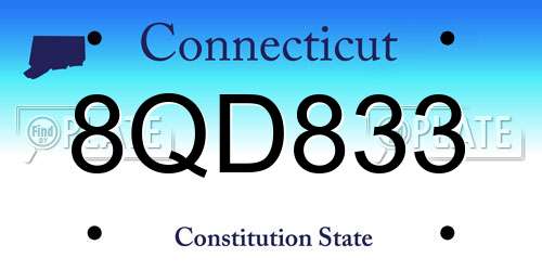 8QD833 Connecticut License Plate