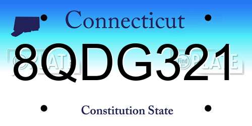 8QDG321 Connecticut License Plate