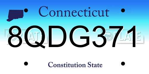 8QDG371 Connecticut License Plate