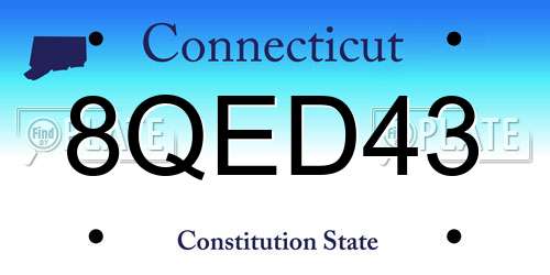 8QED43 Connecticut License Plate