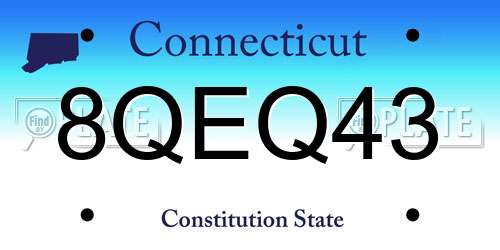 8QEQ43 Connecticut License Plate