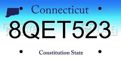 8QET523 Connecticut License Plate