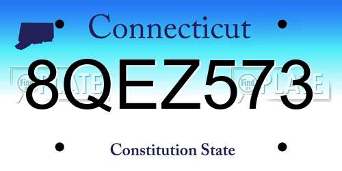 8QEZ573 Connecticut License Plate