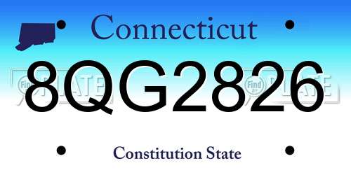 8QG2826 Connecticut License Plate