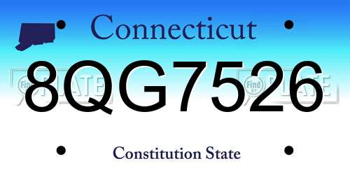 8QG7526 Connecticut License Plate