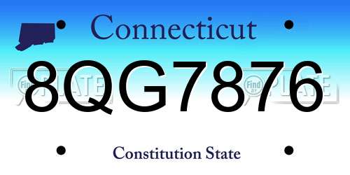 8QG7876 Connecticut License Plate