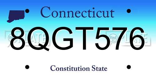 8QGT576 Connecticut License Plate