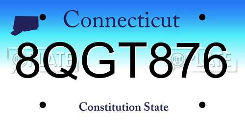 8QGT876 Connecticut License Plate