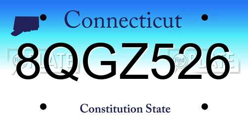 8QGZ526 Connecticut License Plate