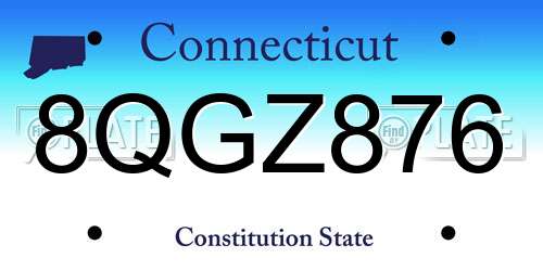 8QGZ876 Connecticut License Plate