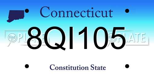 8QI105 Connecticut License Plate