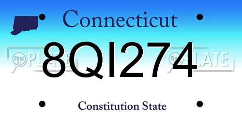 8QI274 Connecticut License Plate