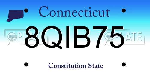 8QIB75 Connecticut License Plate