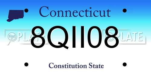 8QII08 Connecticut License Plate