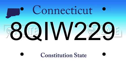 8QIW229 Connecticut License Plate