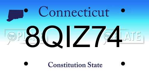 8QIZ74 Connecticut License Plate