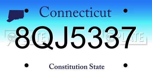 8QJ5337 Connecticut License Plate