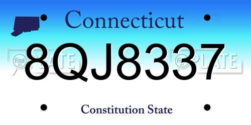 8QJ8337 Connecticut License Plate