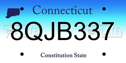 8QJB337 Connecticut License Plate