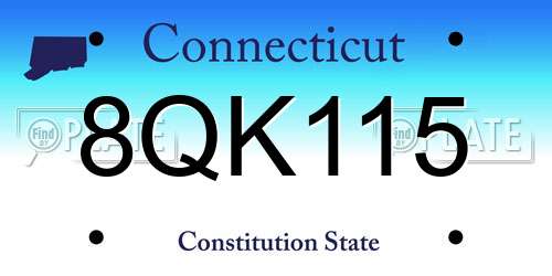 8QK115 Connecticut License Plate