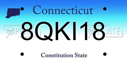 8QKI18 Connecticut License Plate