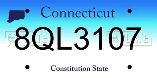 8QL3107 Connecticut License Plate
