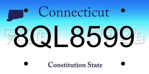 8QL8599 Connecticut License Plate