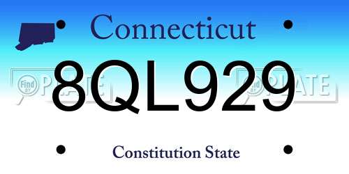 8QL929 Connecticut License Plate