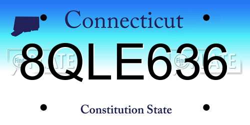 8QLE636 Connecticut License Plate