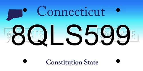 8QLS599 Connecticut License Plate
