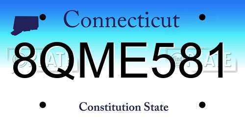 8QME581 Connecticut License Plate