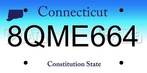 8QME664 Connecticut License Plate
