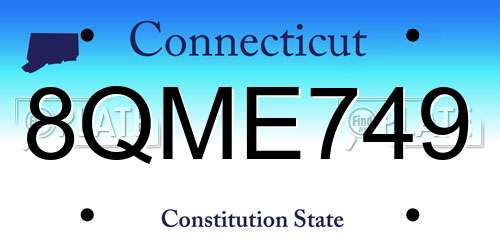 8QME749 Connecticut License Plate