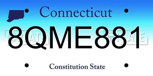 8QME881 Connecticut License Plate