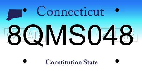 8QMS048 Connecticut License Plate