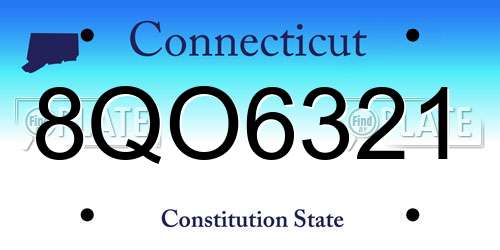 8QO6321 Connecticut License Plate