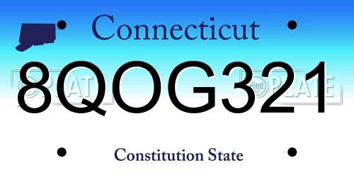 8QOG321 Connecticut License Plate