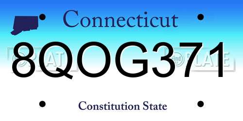 8QOG371 Connecticut License Plate