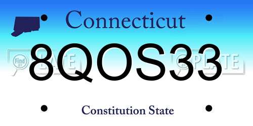 8QOS33 Connecticut License Plate