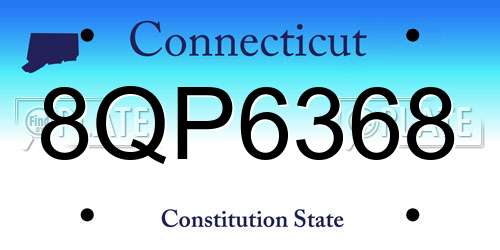 8QP6368 Connecticut License Plate