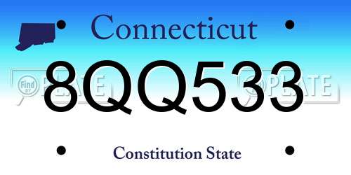 8QQ533 Connecticut License Plate