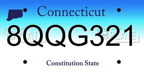 8QQG321 Connecticut License Plate
