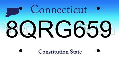 8QRG659 Connecticut License Plate